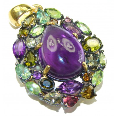 Abundance of Blessings 14.8 carat authentic Amethyst 14K Gold over .925 Sterling Silver handcrafted Pendant
