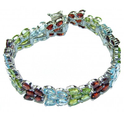 Striking Beauty Natural 145.5 carat Multigem .925 Sterling Silver handmade Bracelet
