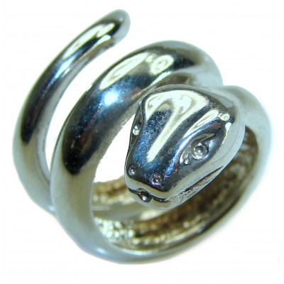 Large Boa Snake .925 Sterling Silver handcrafted Statement Ring size 7 1/2