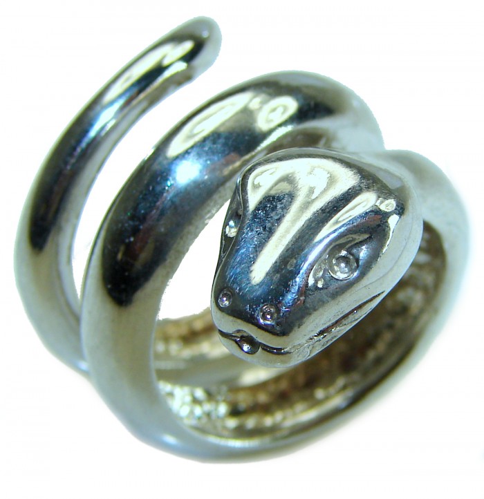 Large Boa Snake .925 Sterling Silver handcrafted Statement Ring size 7 1/2