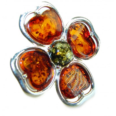 Natural Baltic Amber .925 Sterling Silver ring s. 7 1/4