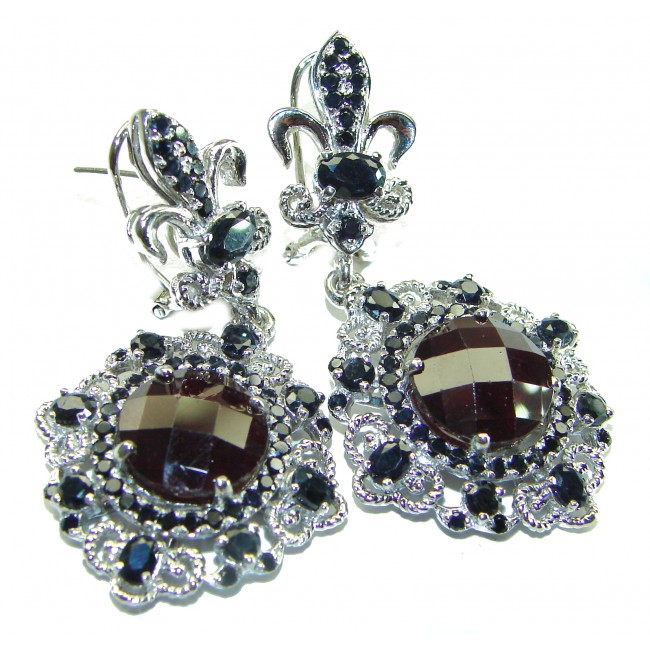 LARGE Red Beauty authentic 21.5 carat Garnet Sapphire .925 Sterling Silver handcrafted earrings
