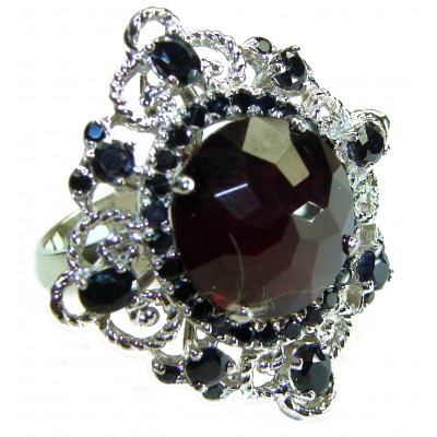 LARGE Red Beauty authentic 21.5 carat Garnet Sapphire .925 Sterling Silver handcrafted Ring size 7