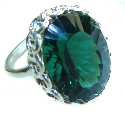 Timless Beauty 18.5 carat Helenite .925 Sterling Silver handmade Ring s. 8 adjustable