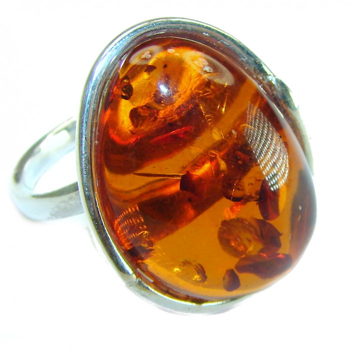 Authentic Baltic Amber .925 Sterling Silver handcrafted ring s. 8