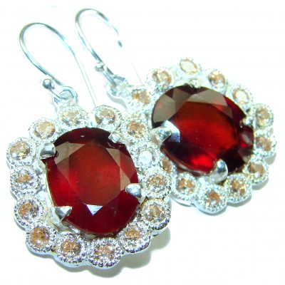 Red Beauty authentic 14.5 carat Garnet .925 Sterling Silver handcrafted earrings