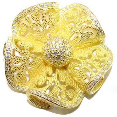 Pure Beauty - Vintage style- genuine 0.7 lab grown Diamond 18K Gold over .925 Sterling Silver handmade Pendant