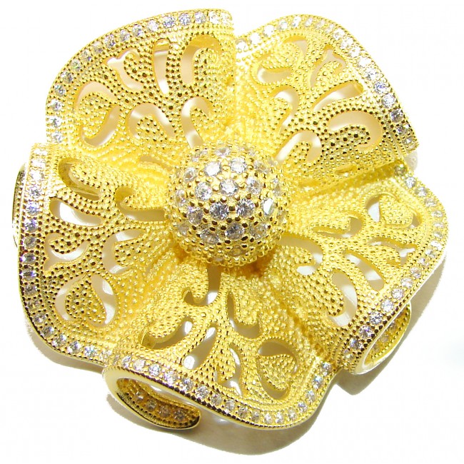 Pure Beauty - Vintage style- genuine 0.7 lab grown Diamond 18K Gold over .925 Sterling Silver handmade Pendant