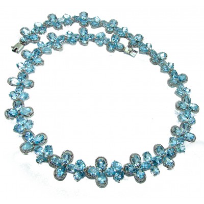 80.5 grams Blue Paris Sky 245.5 carat Swiss Blue Topaz .925 Sterling Silver handmade Large Solid Statement necklace