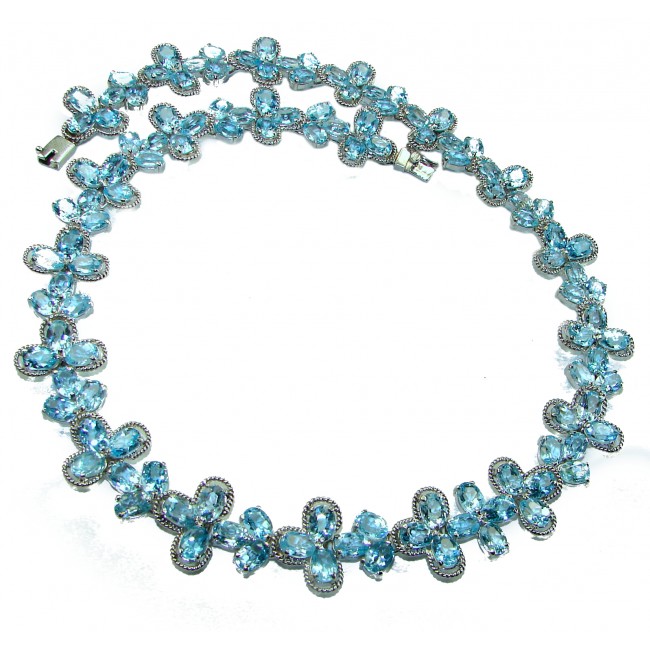 80.5 grams Blue Paris Sky 245.5 carat Swiss Blue Topaz .925 Sterling Silver handmade Large Solid Statement necklace
