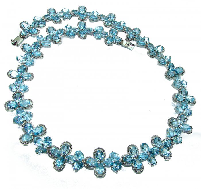 80.5 grams Blue Paris Sky 245.5 carat Swiss Blue Topaz .925 Sterling Silver handmade Large Solid Statement necklace - video