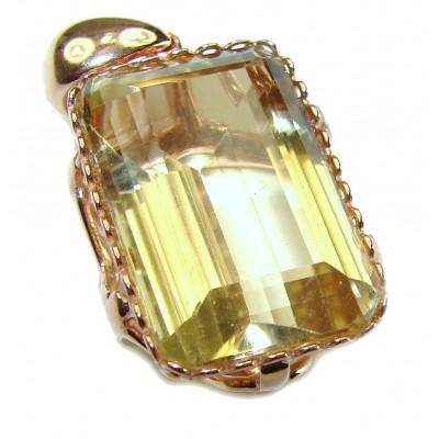 10.3 carat Lemon Quartz 14K Gold over .925 Sterling Silver handcrafted pendant