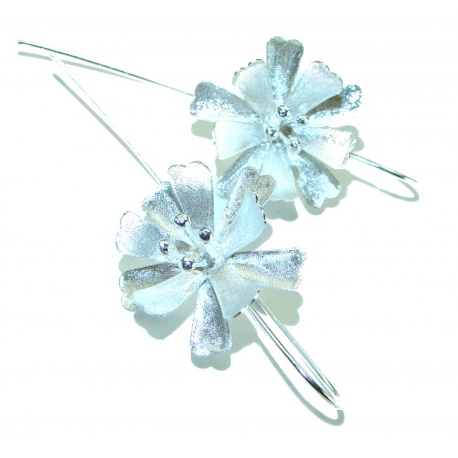 Silver Flowers Italy made .925 Sterling Silver Earrings