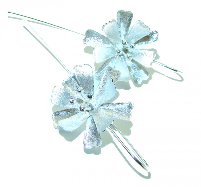 Silver Flowers Italy made .925 Sterling Silver Earrings