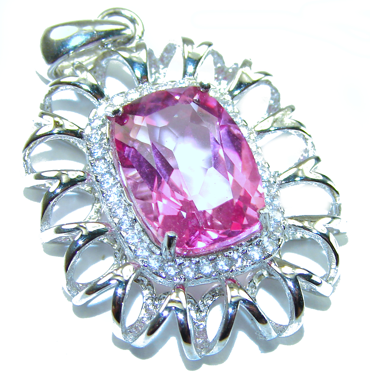 Charm and Elegance Natural Sapphire 8.5 carat Pink Sapphire .925 Sterling Silver handcrafted Pendant