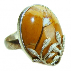 Flawless Australian Bracciated Mookaite .925 Sterling Silver Ring size 8