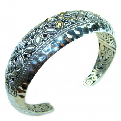 Spectacular - Large Heavy Bali Made 2 tones .925 Sterling Silver handcrafted Bracelet / Cuff