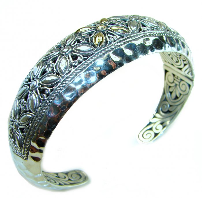 Spectacular - Large Heavy Bali Made 2 tones .925 Sterling Silver handcrafted Bracelet / Cuff - video