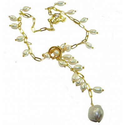 Giovanna - 55.5 carat Natural Mother of pearl 18K Gold over .925 Sterling Silver handcrafted necklace