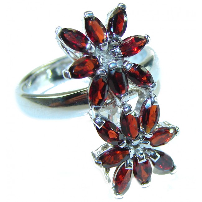 Penelope Authentic 10.5 carat faceted Garnet .925 Sterling Silver handcrafted ring size 8