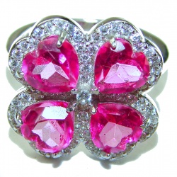 A Spark of Sweetness 8.8 carat Hot Pink Sapphire .925 Sterling Silver handcrafted Cocktail Ring s. 6