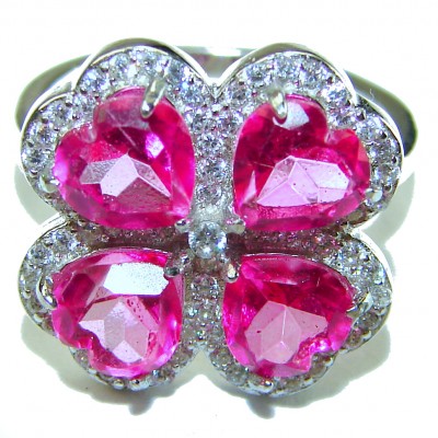 A Spark of Sweetness 8.8 carat Hot Pink Sapphire .925 Sterling Silver handcrafted Cocktail Ring s. 6