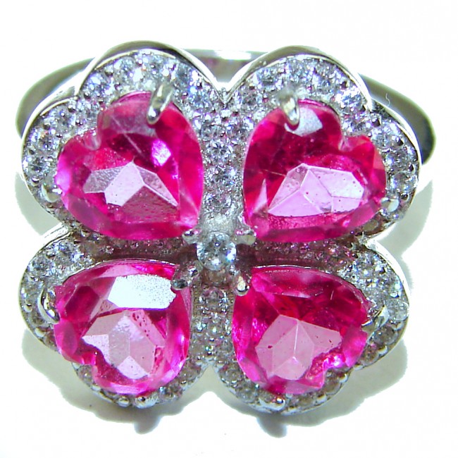 A Spark of Sweetness 8.8 carat Hot Pink Sapphire .925 Sterling Silver handcrafted Cocktail Ring s. 6