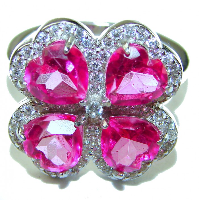 A Spark of Sweetness 8.8 carat Hot Pink Sapphire .925 Sterling Silver handcrafted Cocktail Ring s. 6