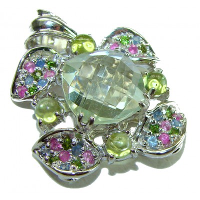 8.8 carat Green Amethyst - Prasolite .925 Sterling Silver handcrafted pendant