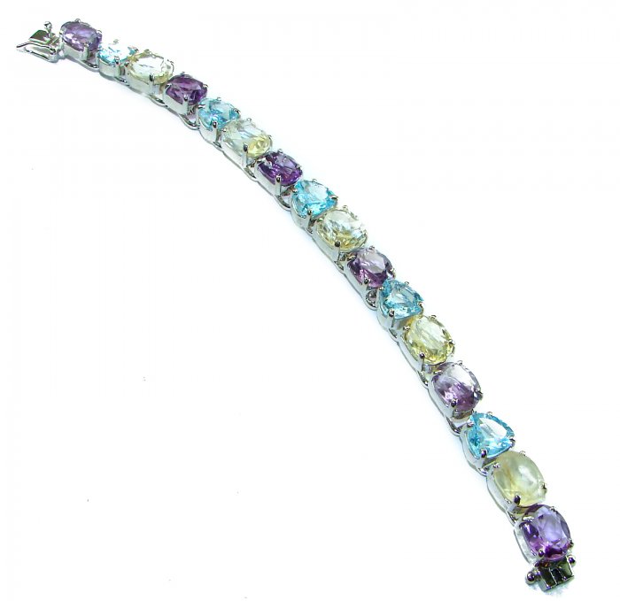 Captivating allure of this gemstone - Natural 138.5 carat Multigems .925 Sterling Silver handcrafted Statement Bracelet - video