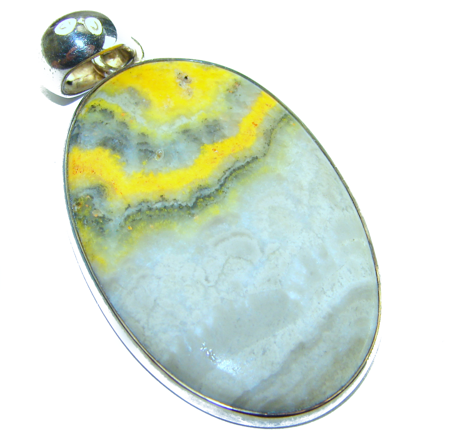 Huge Authentic Volcanic Bubble Bee Jasper oxidized .925 Sterling Silver handmade Pendant