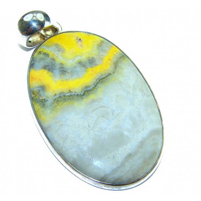 Huge Authentic Volcanic Bubble Bee Jasper oxidized .925 Sterling Silver handmade Pendant