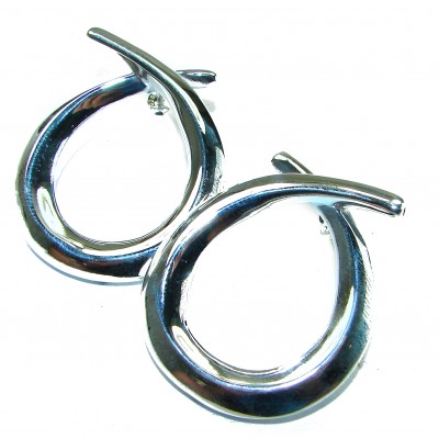 Large 1 5/8 inches long highly polished .925 Sterling Silver Italy made Earrings