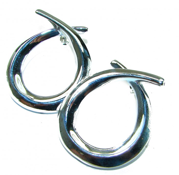 Large 1 5/8 inches long highly polished .925 Sterling Silver Italy made Earrings