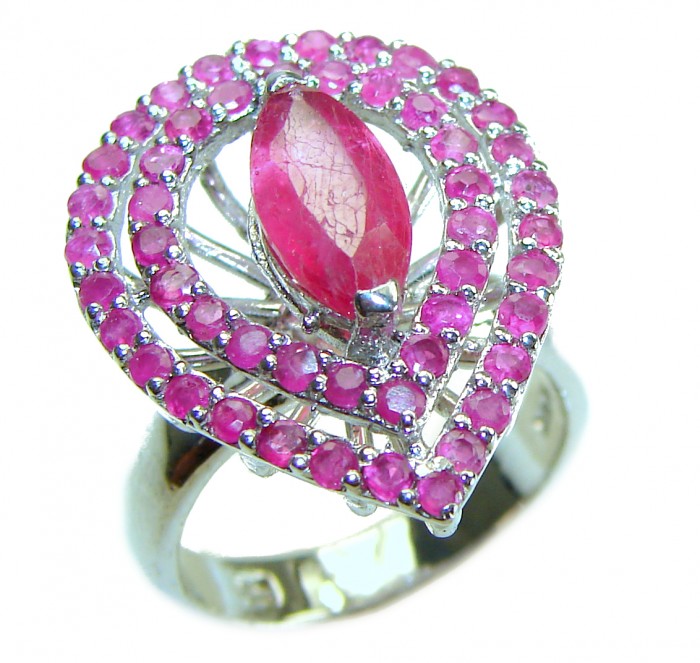 Eternity - Authentic 11.3 carat Ruby .925 Silver handcrafted Eternity Ring s. 7 1/4