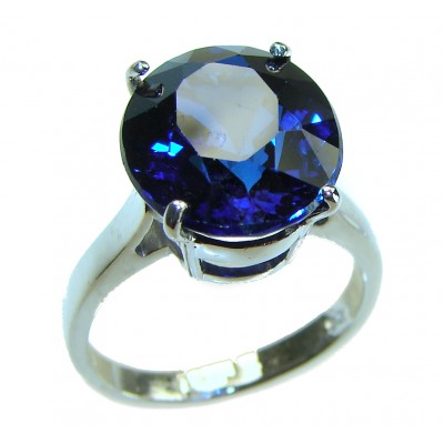 Dark Sky - 9.5 carat London Blue Topaz .925 Sterling Silver handcrafted Ring size 6 1/4