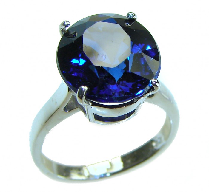 Dark Sky - 9.5 carat London Blue Topaz .925 Sterling Silver handcrafted Ring size 6 1/4