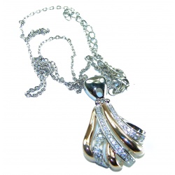 Venus White Topaz 2 tones .925 Sterling Silver necklace