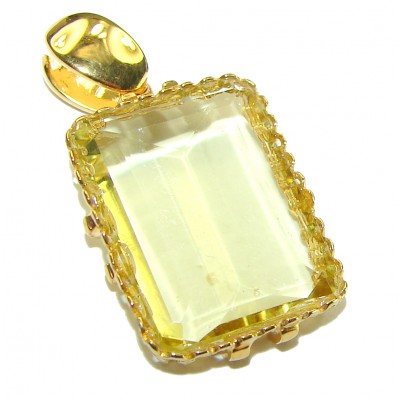 10.3 carat Lemon Quartz 14K Gold over .925 Sterling Silver handcrafted pendant
