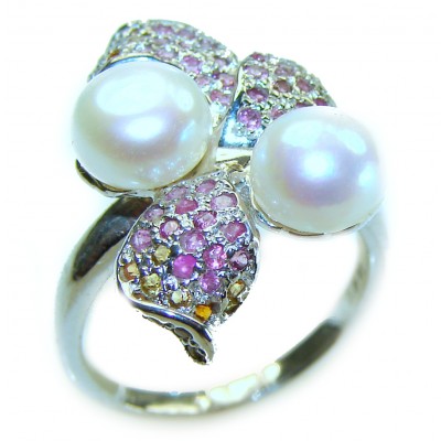 Pure Love White Pearls .925 Sterling Silver brilliantly handcrafted ring s. 6 1/4