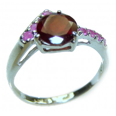 Rose Garden 2.5 carat Authentic Garnet .925 Sterling Silver handcrafted Ring size 6 1/4