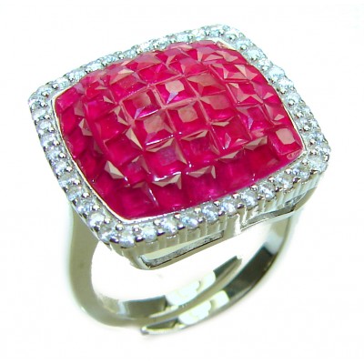 Isabella - Real Beauty of Nature- natural 15.5 carat Ruby .925 Sterling Silver handmade Statement Ring size 7 adjustable