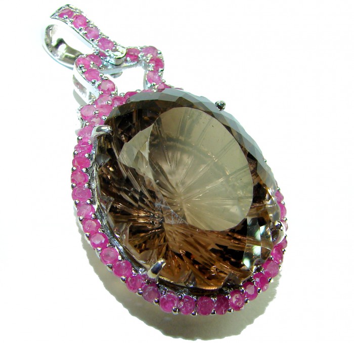 Imperial Topaz Luxurious Brazilian 88.5 carat Smoky Topaz .925 Sterling Silver handmade Pendant