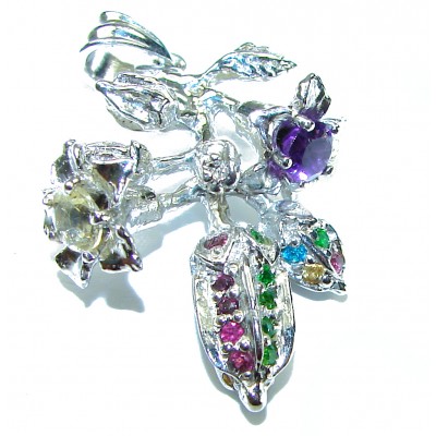 Wild Precious Flower 4.5 carat Amethyst .925 Sterling Silver handcrafted pendant