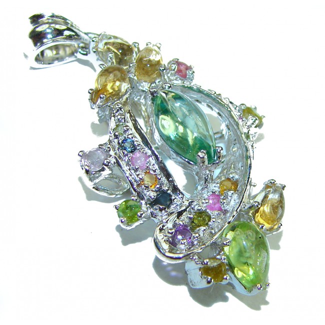 Allure authentic 6.4 carat Green Amethyst Peridot .925 Sterling Silver handmade Pendant