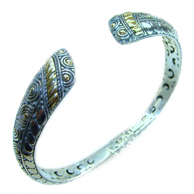 Bali Legacy 30.2 grams authentic 2 tones Floral Bracelet in .925 Sterling Silver handcrafted bracelet