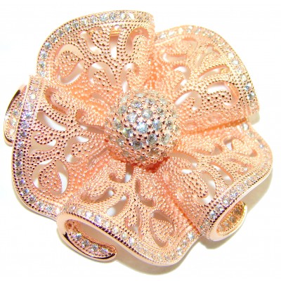 Pure Beauty - Vintage style- genuine 0.7 lab grown Diamond 18K Rose Gold over .925 Sterling Silver handmade Pendant