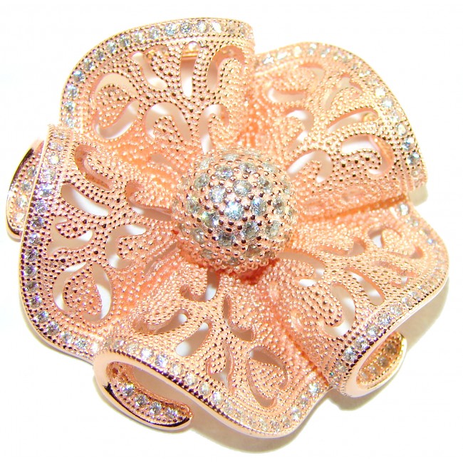 Pure Beauty - Vintage style- genuine 0.7 lab grown Diamond 18K Rose Gold over .925 Sterling Silver handmade Pendant