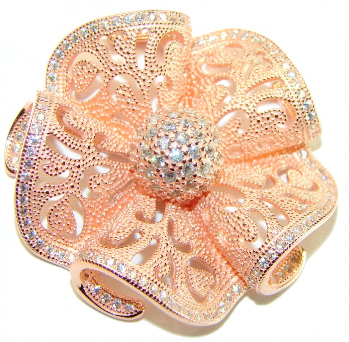 Pure Beauty - Vintage style- genuine 0.7 lab grown Diamond 18K Rose Gold over .925 Sterling Silver handmade Pendant