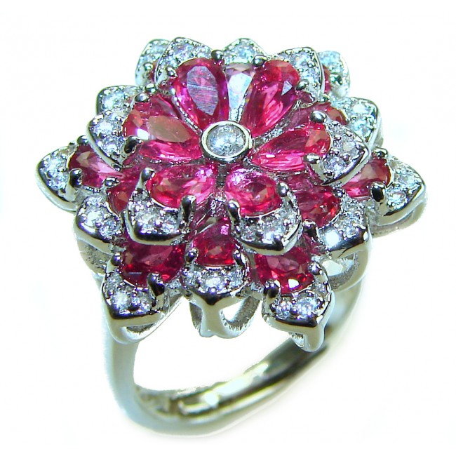 Wild Red Rose Natural 8.5 carat Ruby .925 Sterling Silver handmade Statement Ring size 6